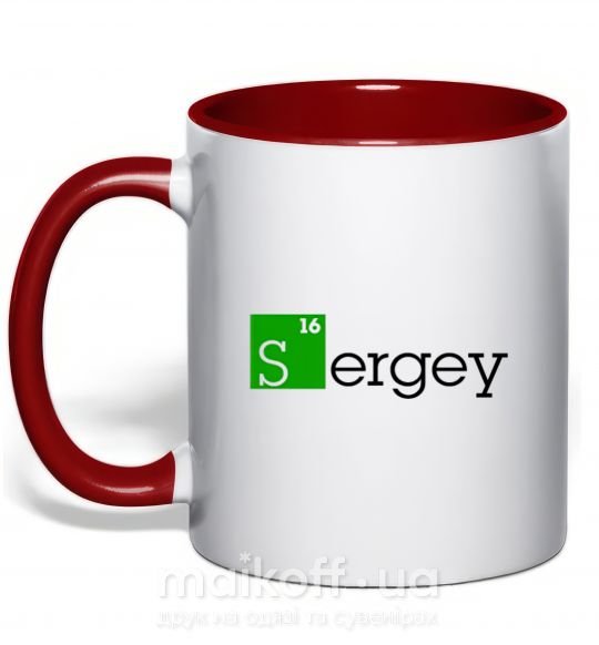 Чашка с цветной ручкой Sergey Красный фото