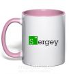 Чашка з кольоровою ручкою Sergey Ніжно рожевий фото