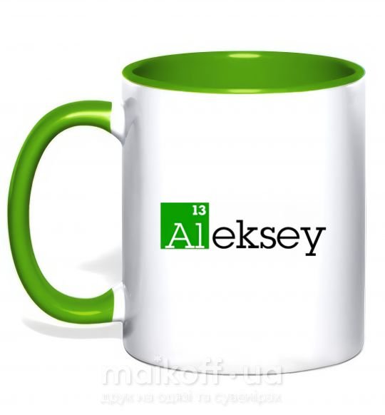 Чашка з кольоровою ручкою Alexey Зелений фото