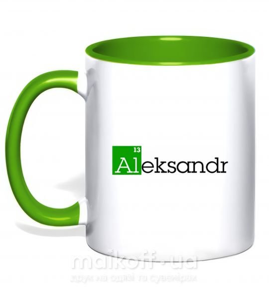 Чашка з кольоровою ручкою Aleksandr Зелений фото