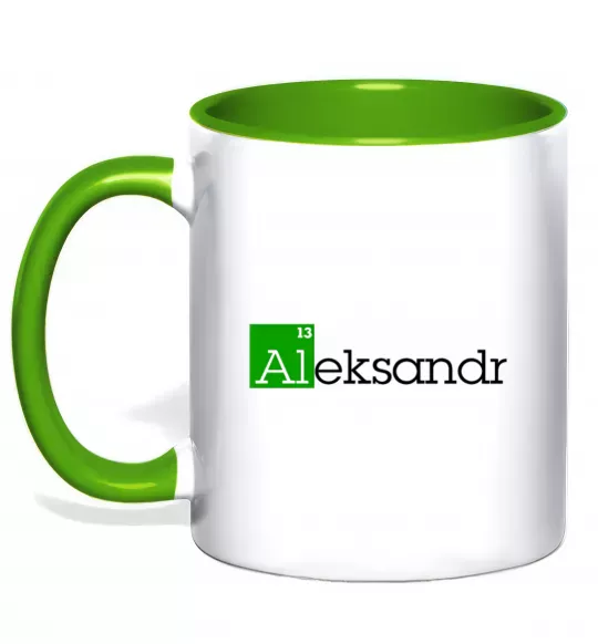 Чашка с цветной ручкой Aleksandr Зеленый фото