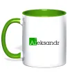 Чашка с цветной ручкой Aleksandr Зеленый фото