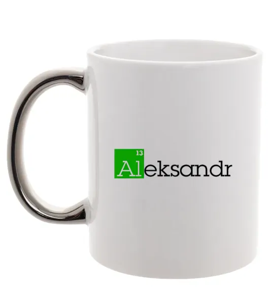 Чашка с цветной ручкой Aleksandr Серебро фото