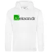 Мужская толстовка (худи) Aleksandr Белый Мужская толстовка (худи) Aleksandr Белый фото