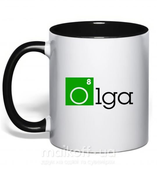 Чашка з кольоровою ручкою Olga Чорний фото