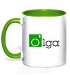 Чашка з кольоровою ручкою Olga Зелений фото
