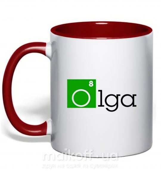 Чашка с цветной ручкой Olga Красный фото
