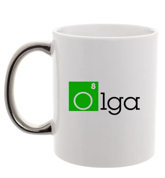 Чашка з кольоровою ручкою Olga Срібло фото