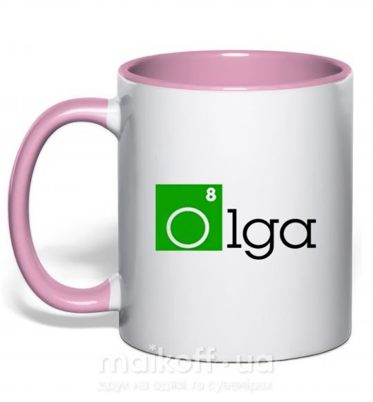 Чашка з кольоровою ручкою Olga Ніжно рожевий фото