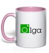 Чашка з кольоровою ручкою Olga Ніжно рожевий фото
