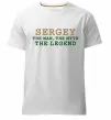 Мужская премиум футболка Sergey the man the myth the legend Белый фото