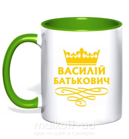 Чашка з кольоровою ручкою Василій Батькович Зелений фото