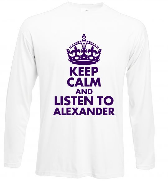 Лонгслів Keep calm and listen to Alexander Білий фото