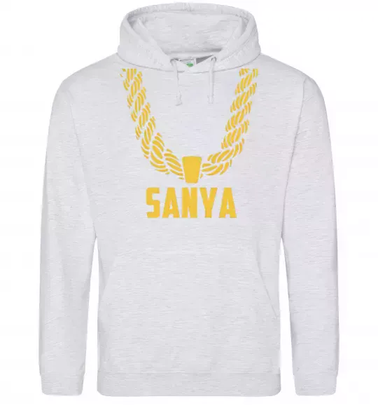 Чоловіча толстовка (худі) Sanya золотий ланцюжок Сірий меланж фото