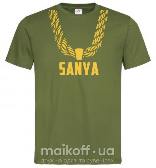 Чоловіча футболка Sanya золотая цепь Оливковий фото