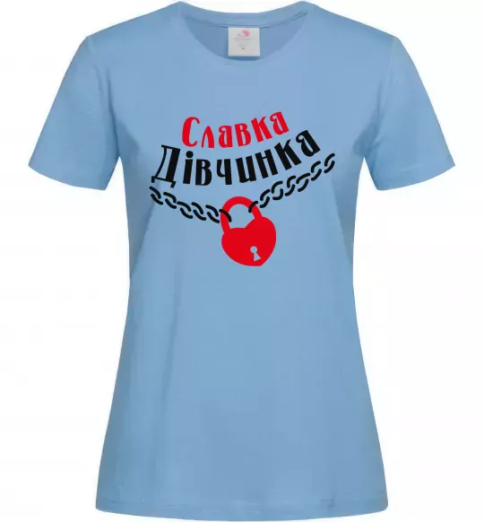 Жіноча футболка Славка дівчинка Блакитний фото