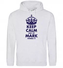 Мужская толстовка (худи) Keep calm and call a dsigner Серый меланж фото