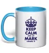 Чашка з кольоровою ручкою Keep calm and let Mark handle it Блакитний Чашка з кольоровою ручкою Keep calm and let Mark handle it Блакитний фото