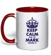 Чашка з кольоровою ручкою Keep calm and let Mark handle it Червоний Чашка з кольоровою ручкою Keep calm and let Mark handle it Червоний фото