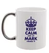 Чашка з кольоровою ручкою Keep calm and let Mark handle it Срібло Чашка з кольоровою ручкою Keep calm and let Mark handle it Срібло фото
