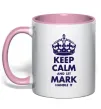 Чашка з кольоровою ручкою Keep calm and let Mark handle it Ніжно рожевий Чашка з кольоровою ручкою Keep calm and let Mark handle it Ніжно рожевий фото
