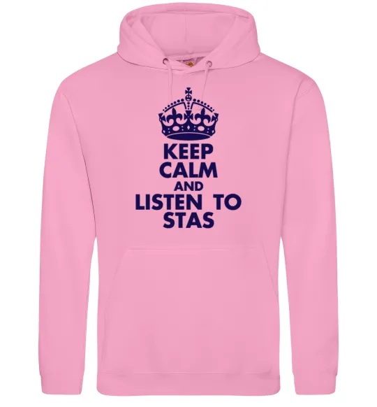 Мужская толстовка (худи) Keep calm and listen to Stas Розовый фото