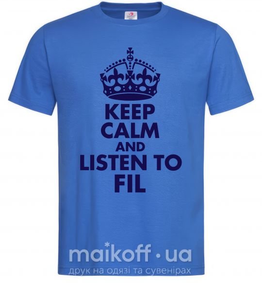 Чоловіча футболка Keep calm and listen to Fil Яскраво-синій фото