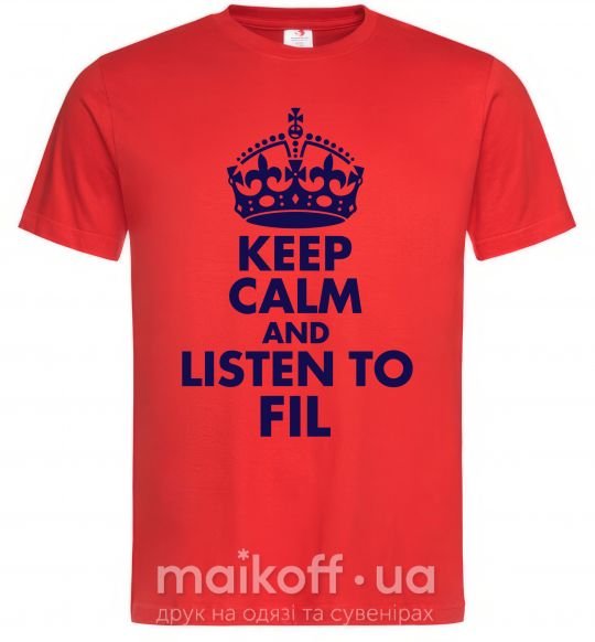 Чоловіча футболка Keep calm and listen to Fil Червоний фото