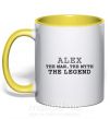 Чашка з кольоровою ручкою Alex the man the myth the legend Сонячно жовтий фото