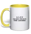 Чашка з кольоровою ручкою Alex the man the myth the legend Сонячно жовтий фото