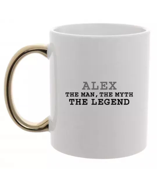 Чашка з кольоровою ручкою Alex the man the myth the legend Золото фото