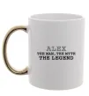 Чашка з кольоровою ручкою Alex the man the myth the legend Золото фото