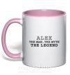 Чашка з кольоровою ручкою Alex the man the myth the legend Ніжно рожевий фото