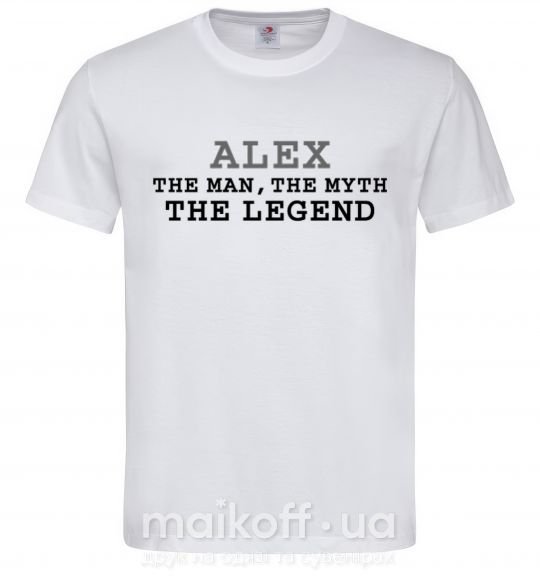 Чоловіча футболка Alex the man the myth the legend Білий фото