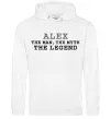 Мужская толстовка (худи) Alex the man the myth the legend Белый Мужская толстовка (худи) Alex the man the myth the legend Белый фото