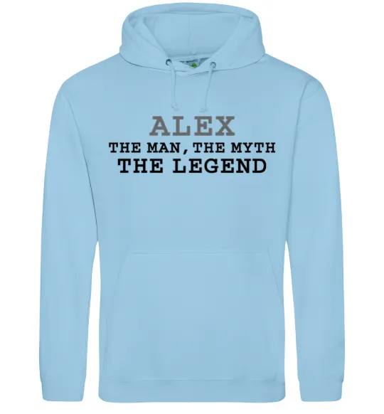 Мужская толстовка (худи) Alex the man the myth the legend Голубой фото