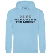 Мужская толстовка (худи) Alex the man the myth the legend Голубой фото