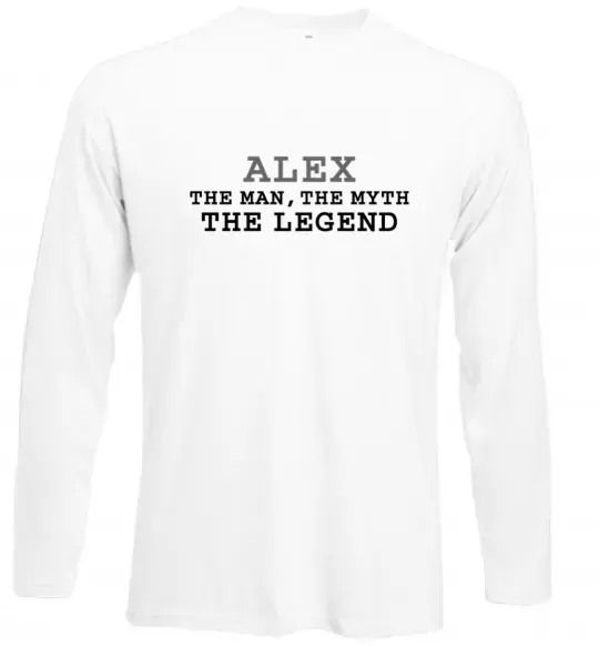 Лонгслив Alex the man the myth the legend Белый фото