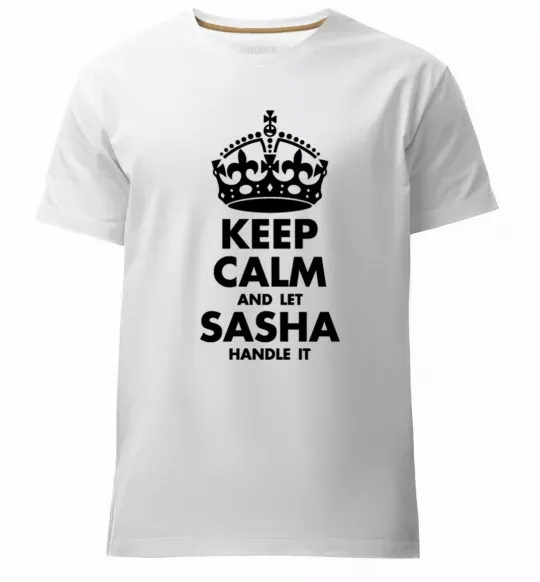 Мужская премиум футболка Keep calm and let Sasha handle it Белый фото