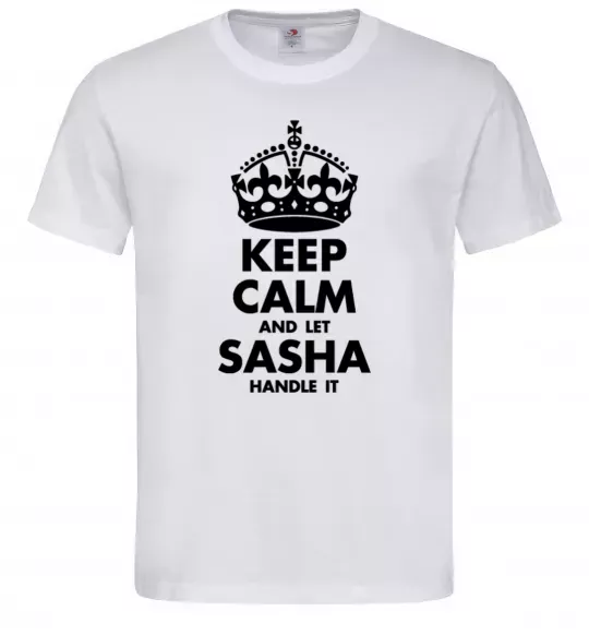 Мужская футболка Keep calm and let Sasha handle it Белый фото