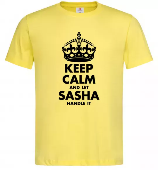 Мужская футболка Keep calm and let Sasha handle it Лимонный фото