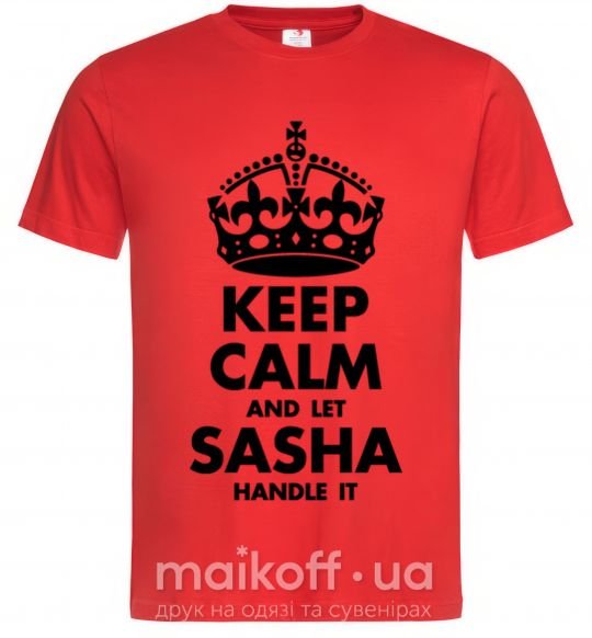 Мужская футболка Keep calm and let Sasha handle it Красный фото
