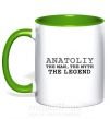 Чашка с цветной ручкой Anatoliy the man the myth the legend Зеленый фото