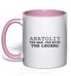Чашка з кольоровою ручкою Anatoliy the man the myth the legend Ніжно рожевий фото