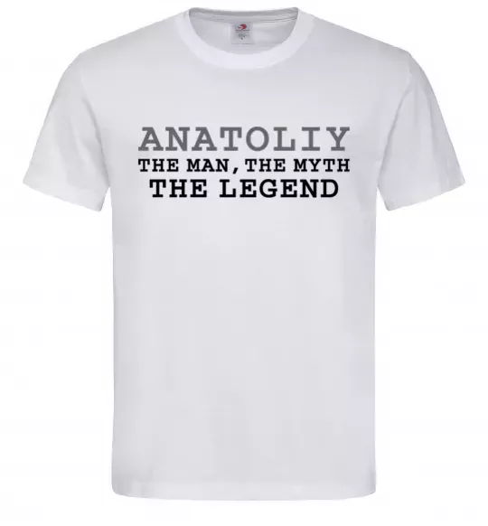 Мужская футболка Anatoliy the man the myth the legend Белый фото