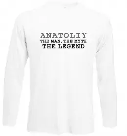 Лонгслів Anatoliy the man the myth the legend Білий фото