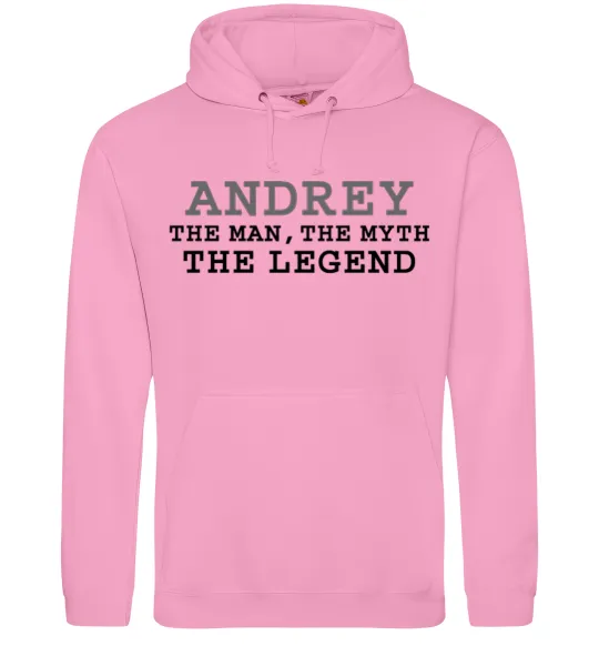 Чоловіча толстовка (худі) Andrey the man the myth the legend Рожевий фото