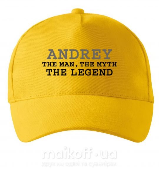 Кепка Andrey the man the myth the legend Сонячно жовтий фото