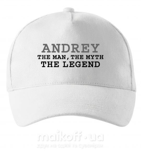 Кепка Andrey the man the myth the legend Білий фото