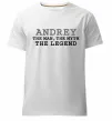 Мужская премиум футболка Andrey the man the myth the legend Белый фото